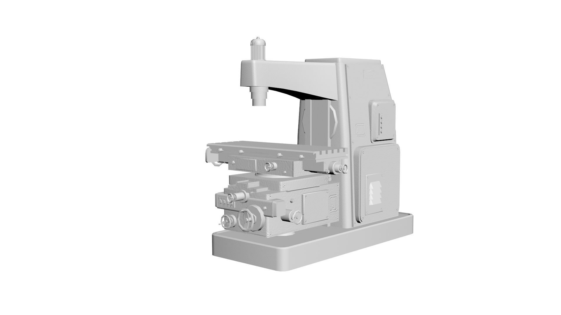  milling machine Low-poly 3D model_8