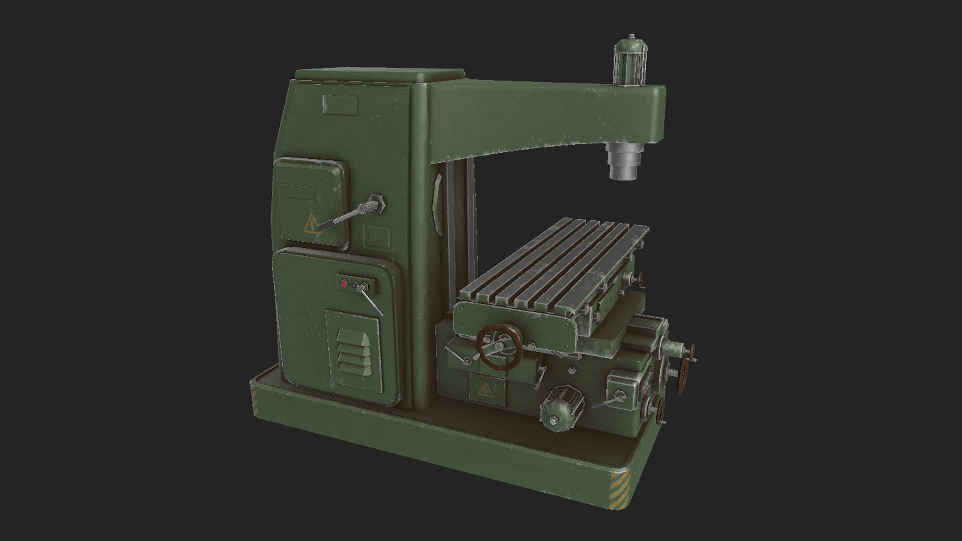  milling machine Low-poly 3D model_3
