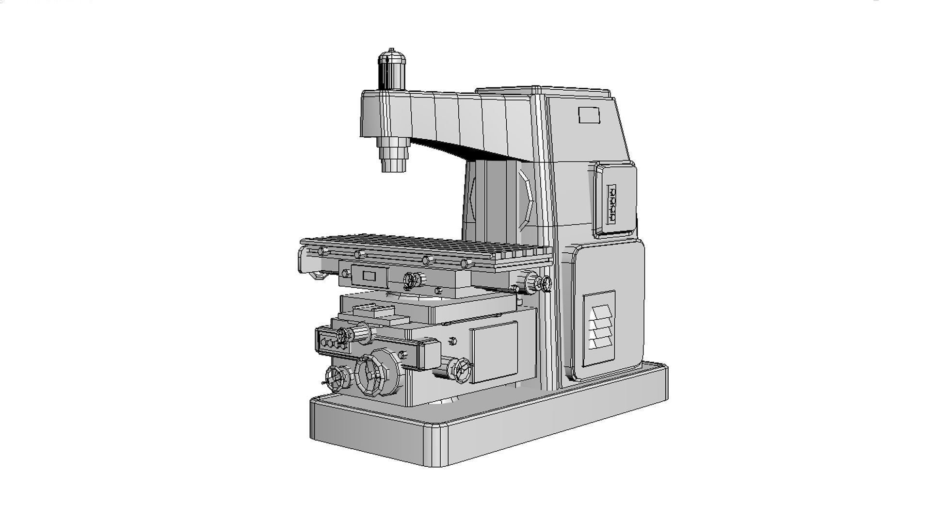  milling machine Low-poly 3D model_9