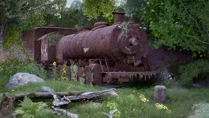 Old Train Engine 3D model
