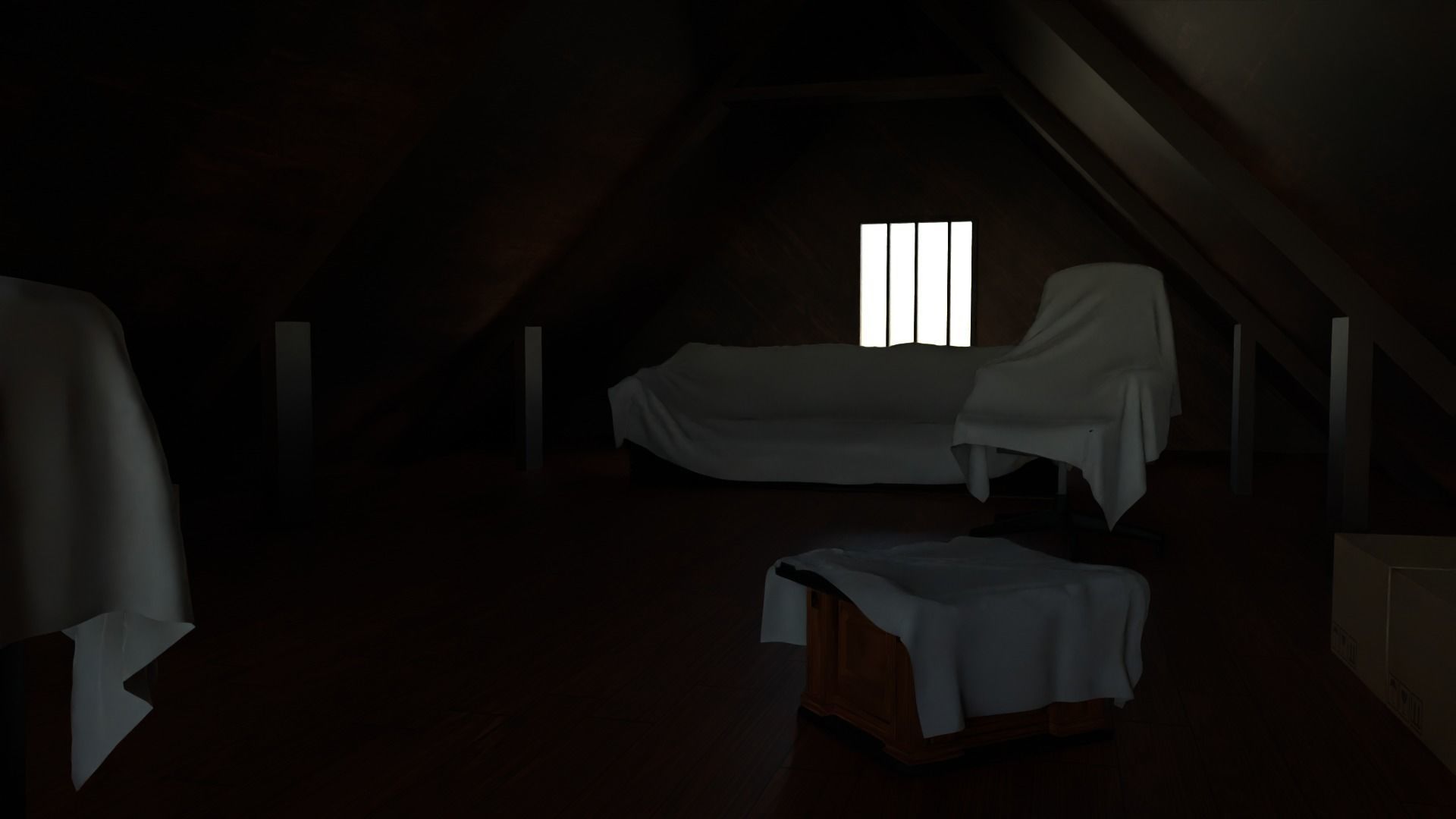 Attic Interior Low-poly 3D model_6