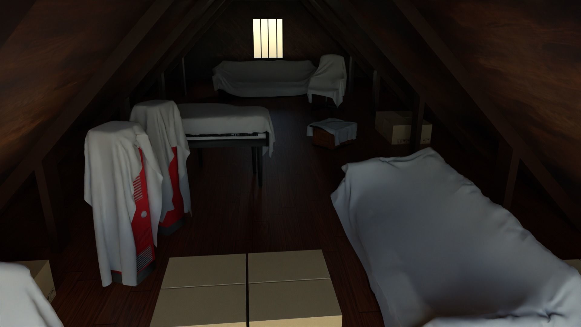 Attic Interior Low-poly 3D model_5
