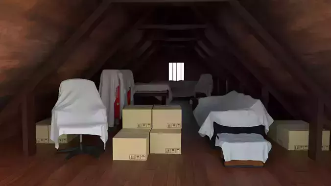 Attic Interior Low-poly 3D model