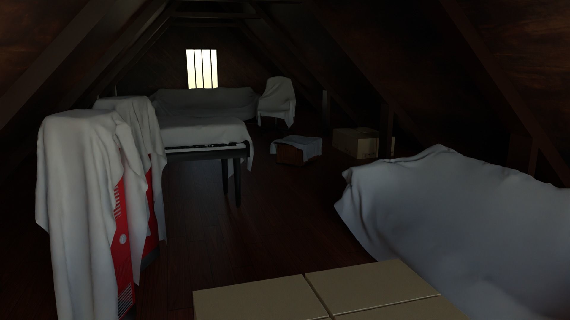 Attic Interior Low-poly 3D model_2