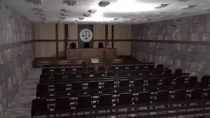 Court Room Interior Low-poly 3D model