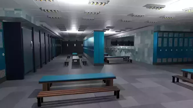 Modern Gym Locker Room Low-poly 3D model