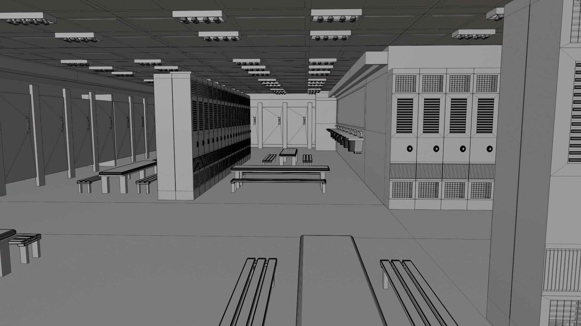 Modern Gym Locker Room Low-poly 3D model_6
