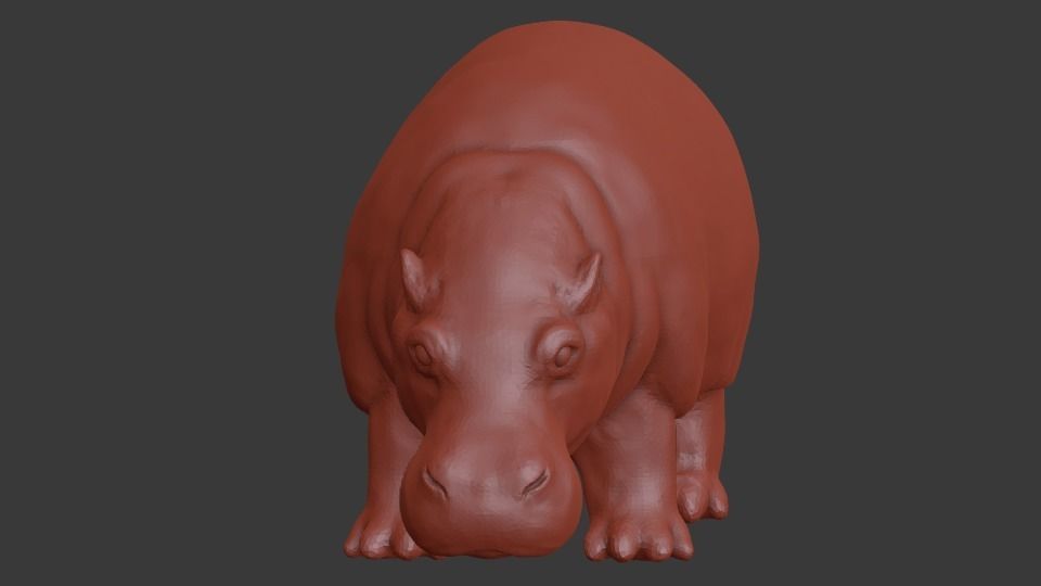 Skulpting hippo 3D print model_3