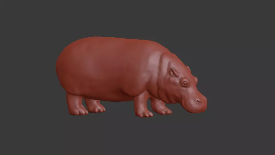 Skulpting hippo 3D print model_0