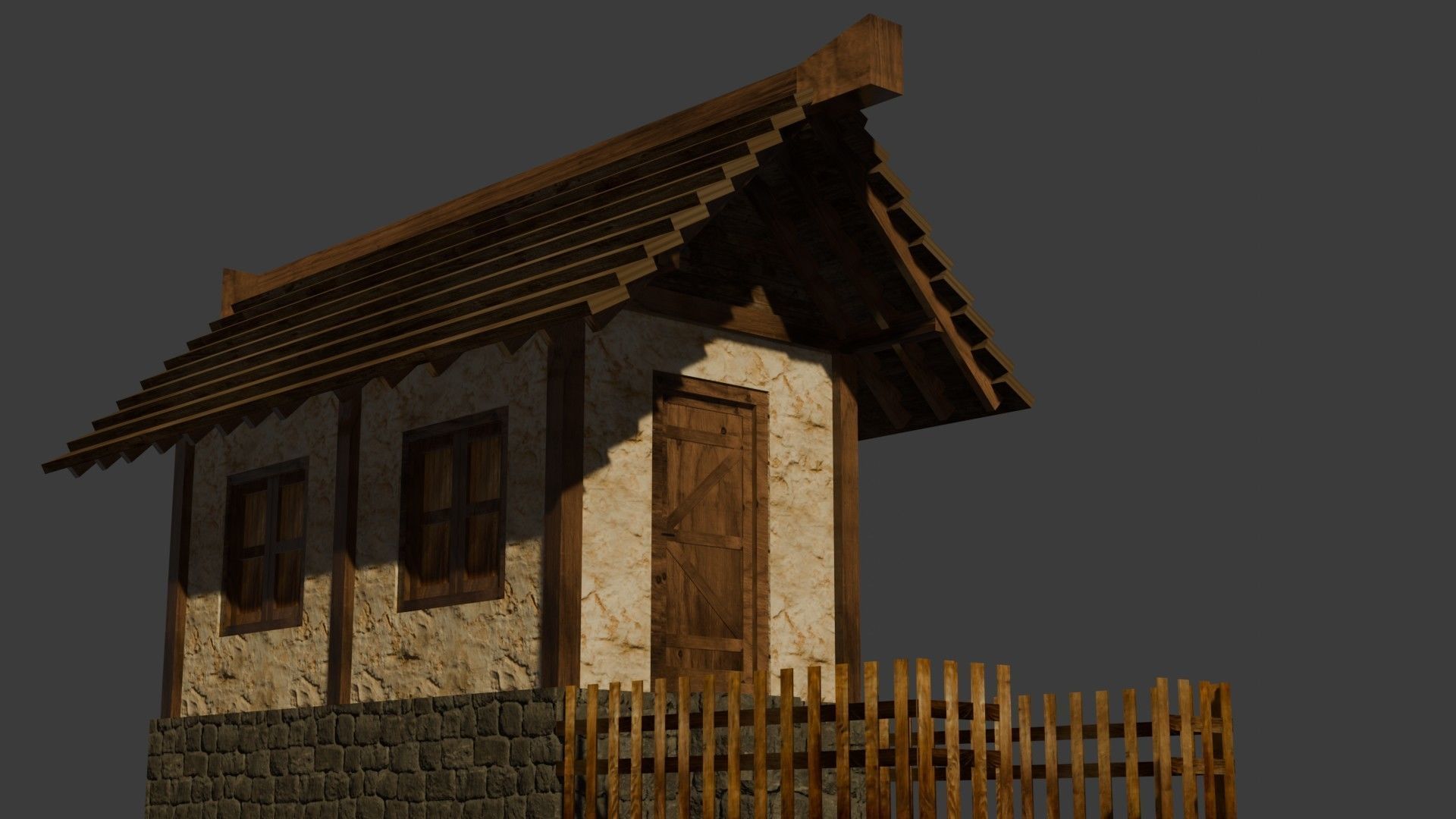 Medieval House 3 Free low-poly 3D model_11