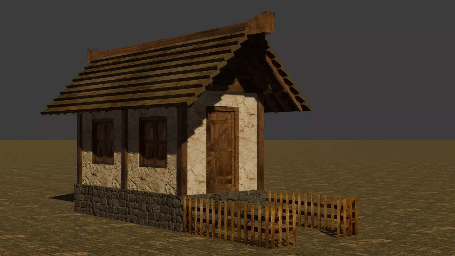 Medieval House 3 Free low-poly 3D model_0