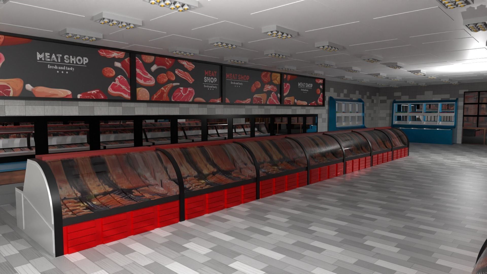 Butcher Shop Low-poly 3D model_4