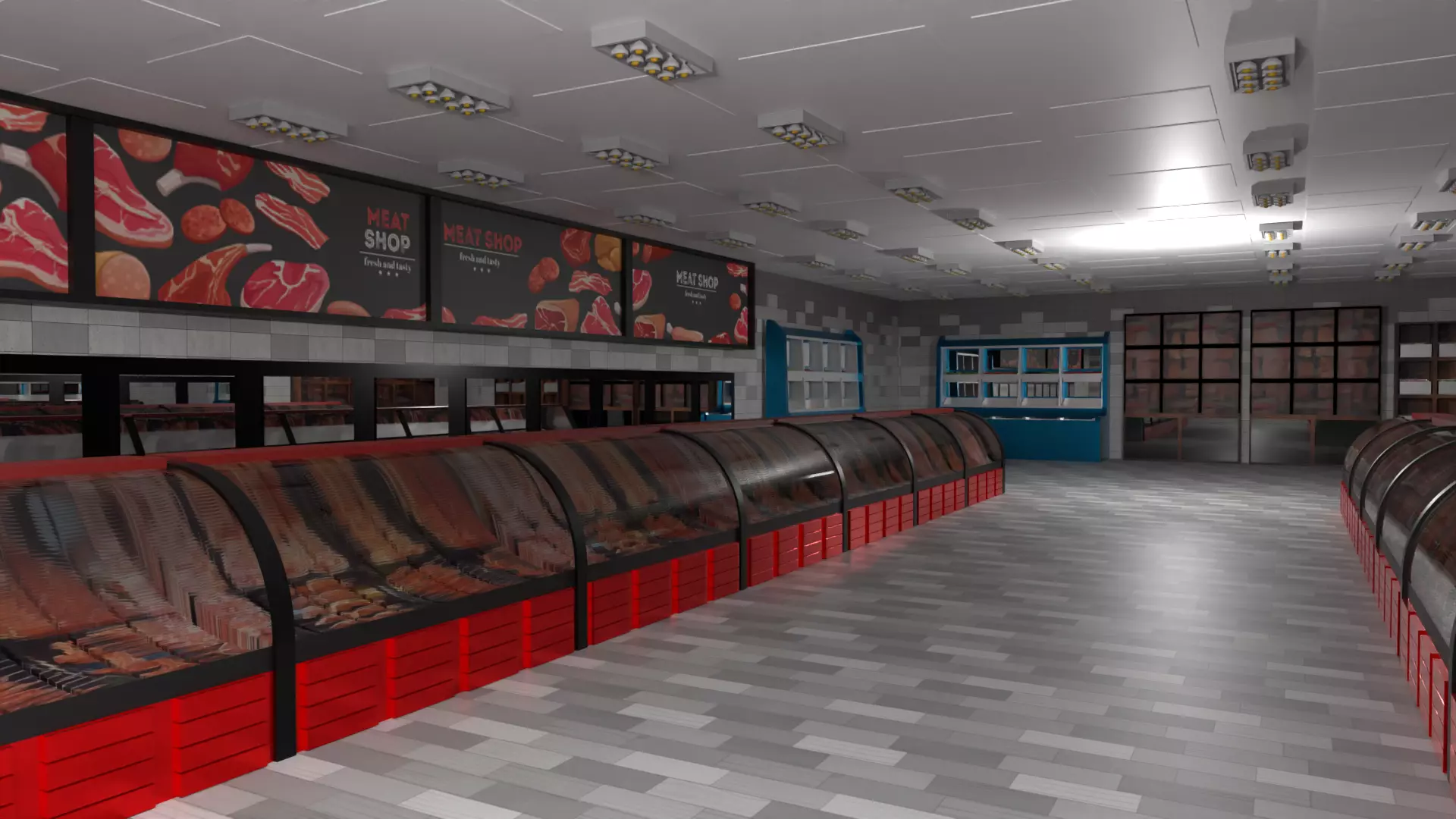 Butcher Shop Low-poly 3D model_0