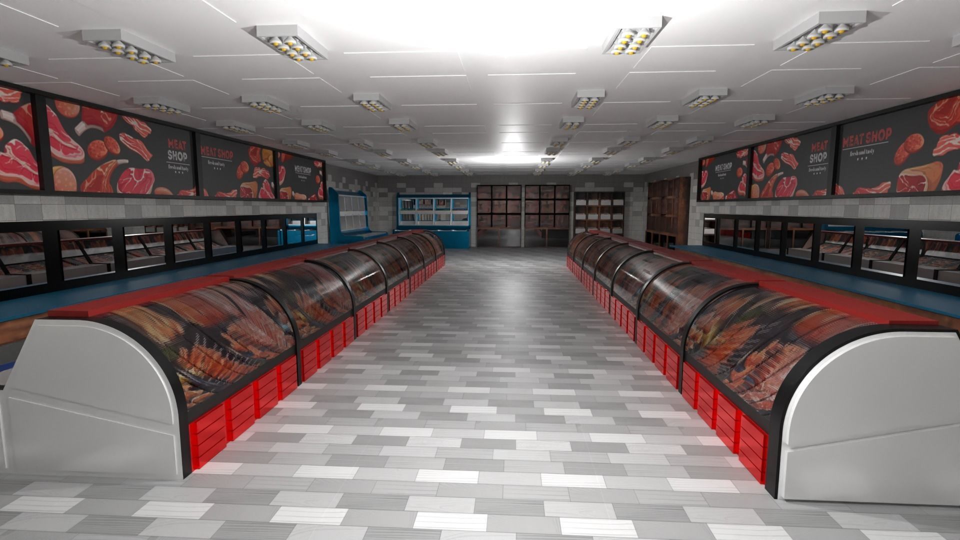 Butcher Shop Low-poly 3D model_1