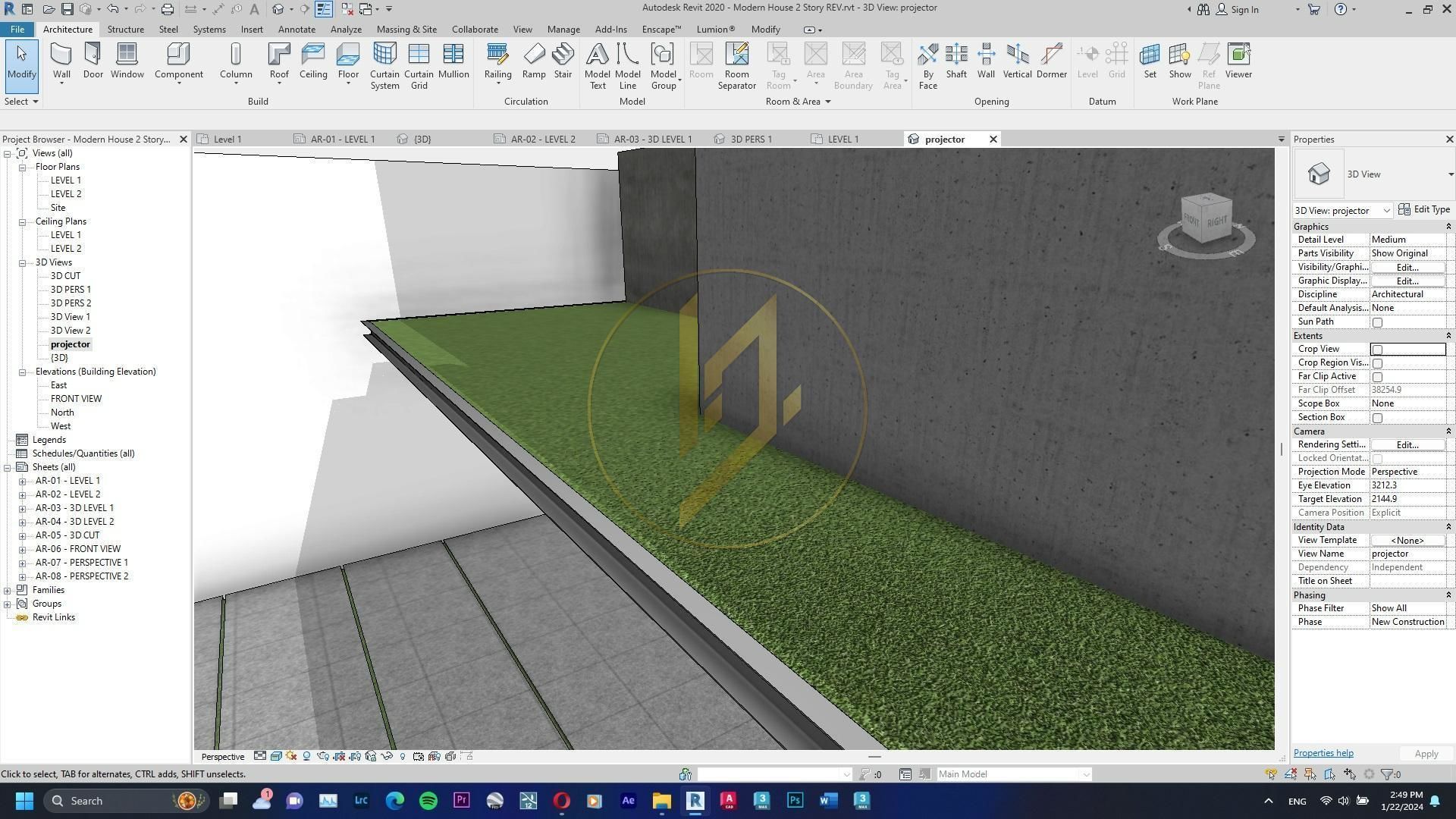 Revit Exterior Modern House Design Project file 01 3D model_11
