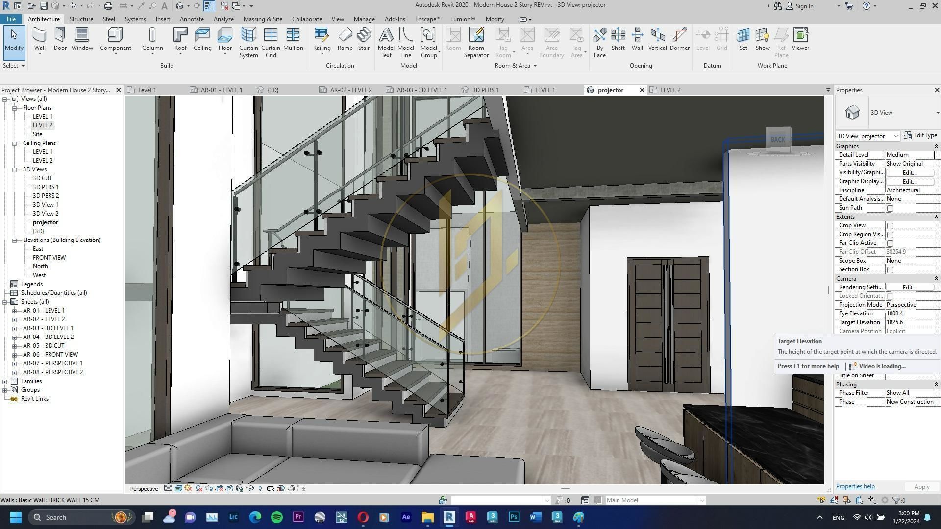 Revit Exterior Modern House Design Project file 01 3D model_18