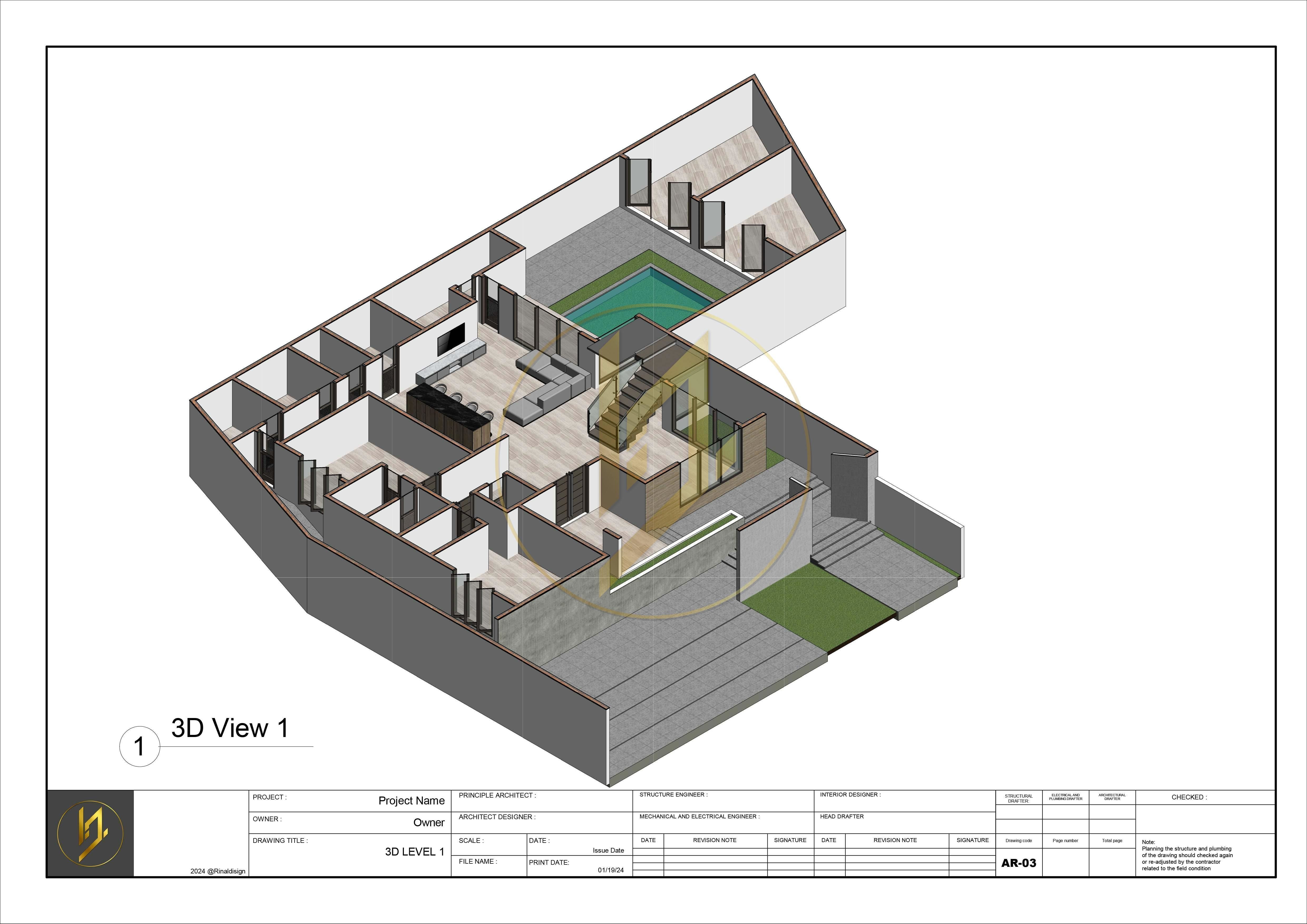 Revit Exterior Modern House Design Project file 01 3D model_4
