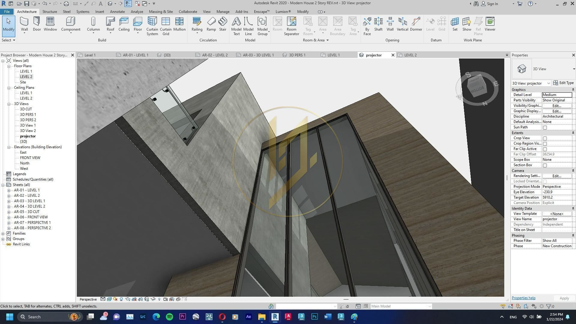Revit Exterior Modern House Design Project file 01 3D model_13