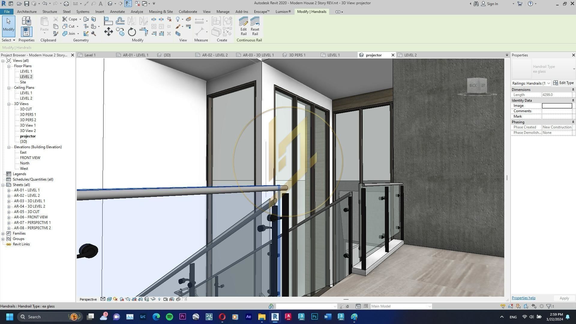 Revit Exterior Modern House Design Project file 01 3D model_16