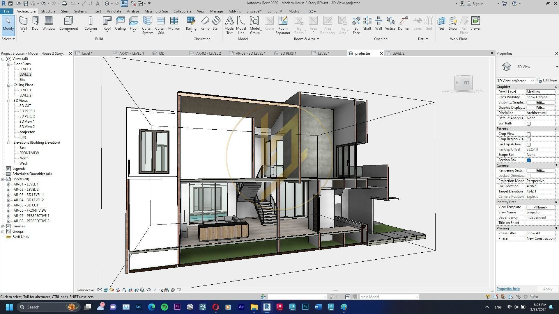 Revit Exterior Modern House Design Project file 01 3D model_23