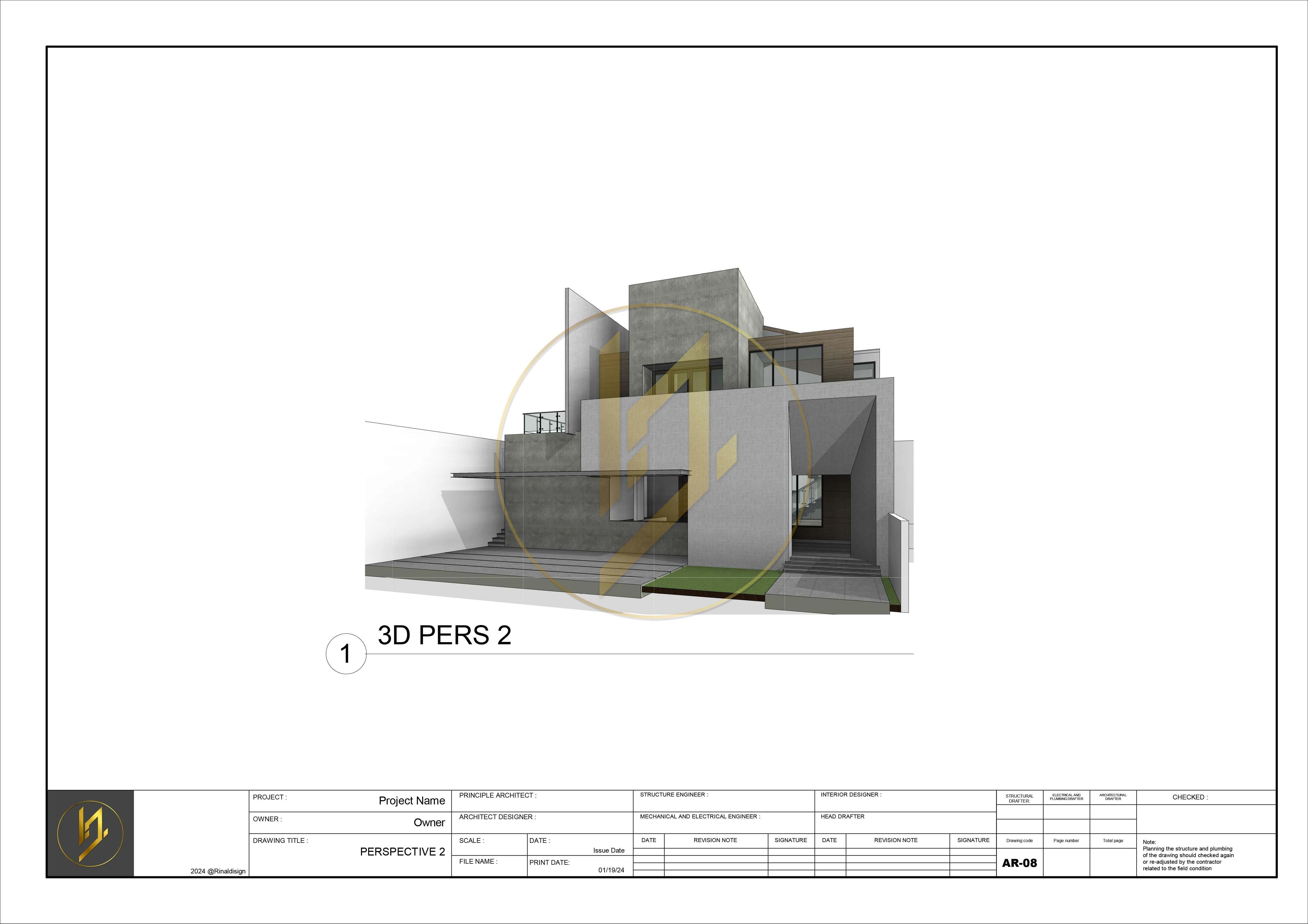 Revit Exterior Modern House Design Project file 01 3D model_9