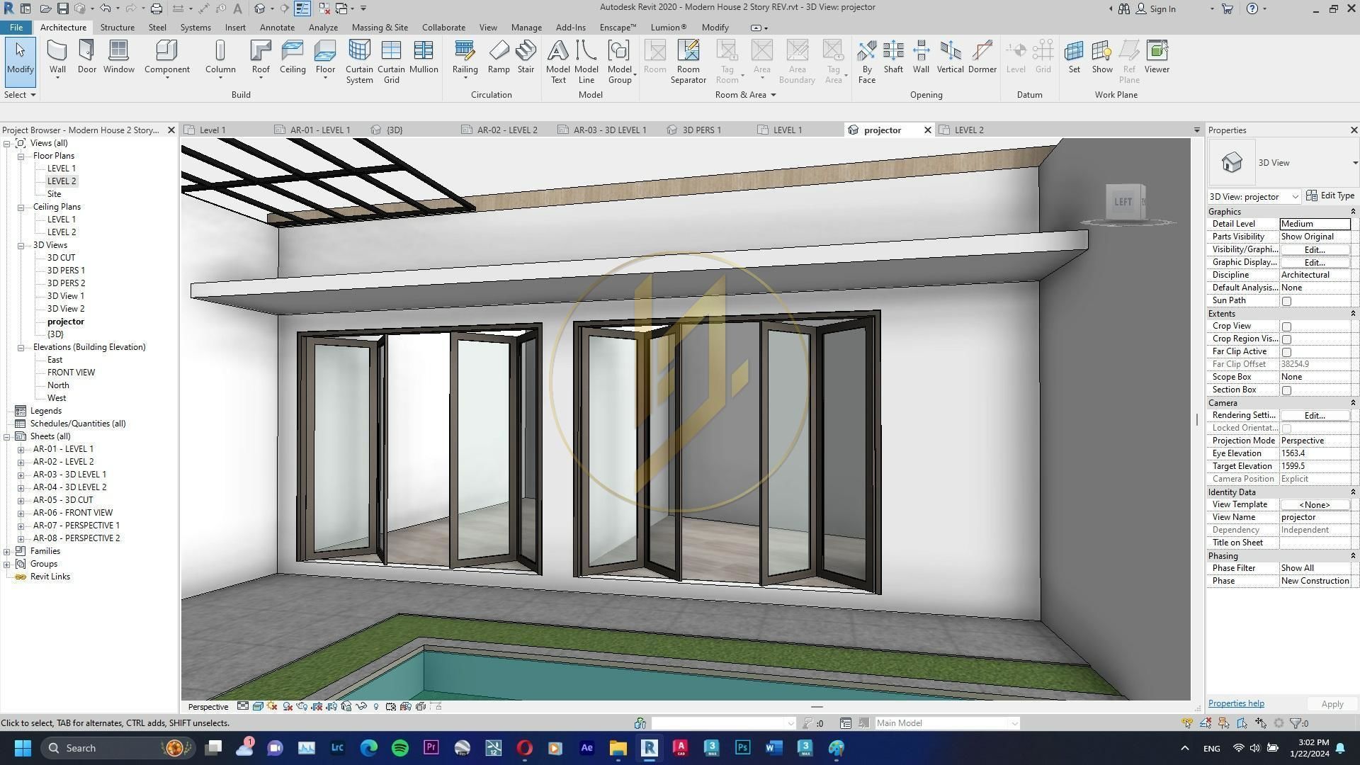 Revit Exterior Modern House Design Project file 01 3D model_22