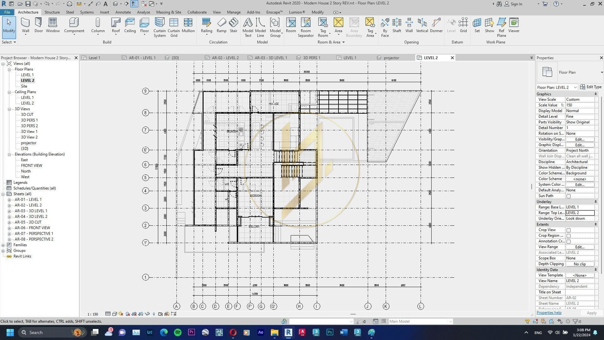 Revit Exterior Modern House Design Project file 01 3D model_29
