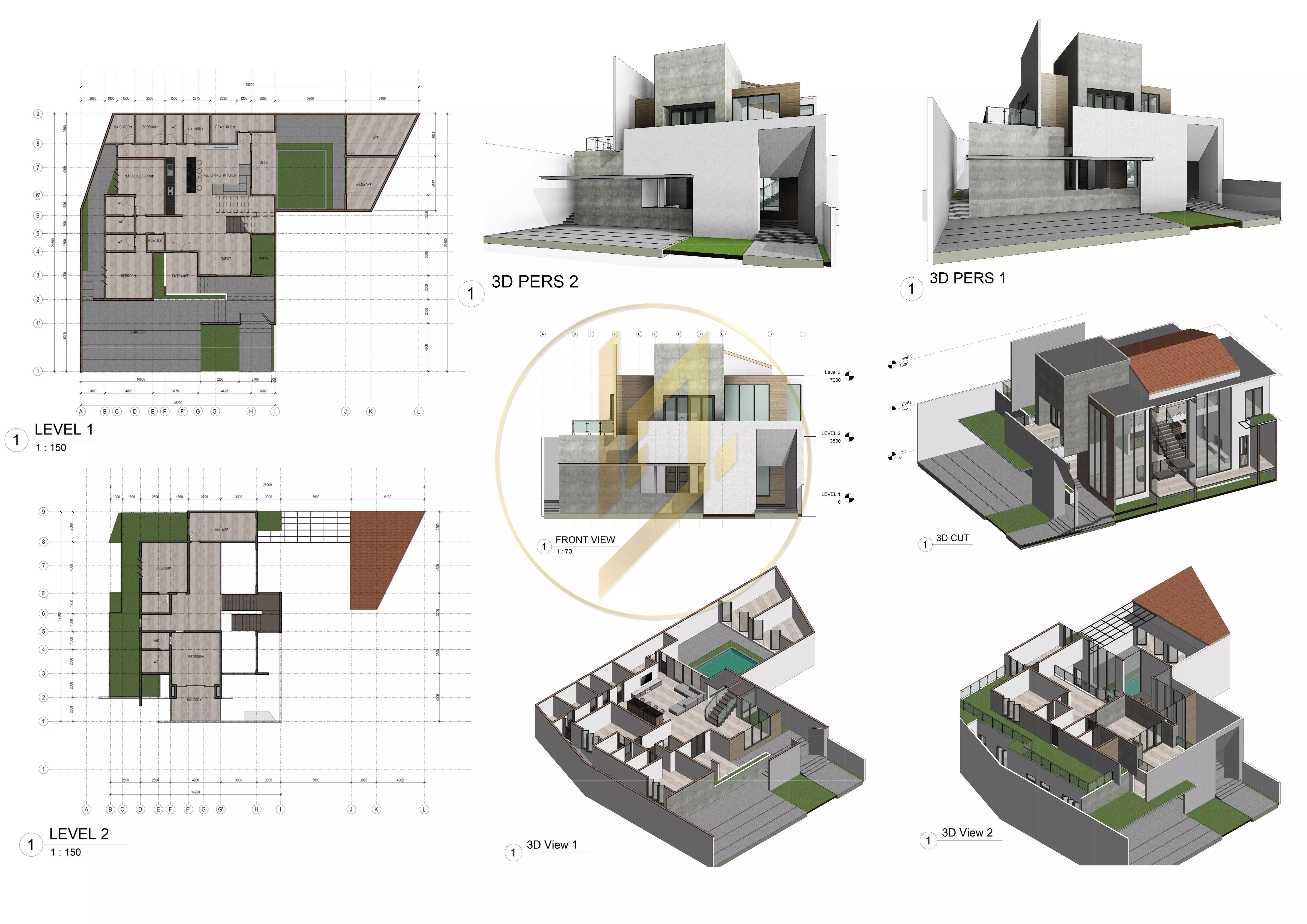 Revit Exterior Modern House Design Project file 01 3D model_0
