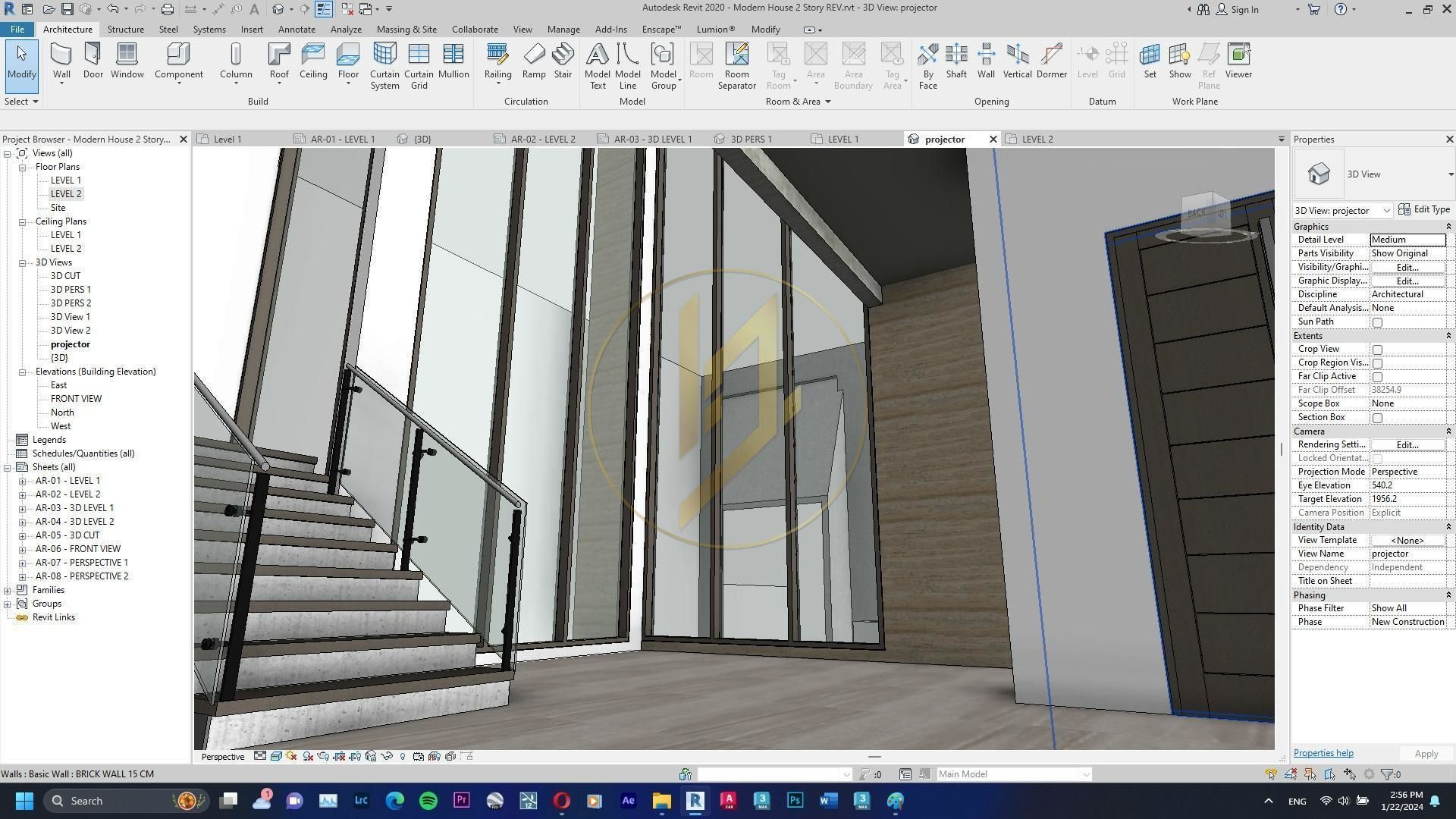 Revit Exterior Modern House Design Project file 01 3D model_15