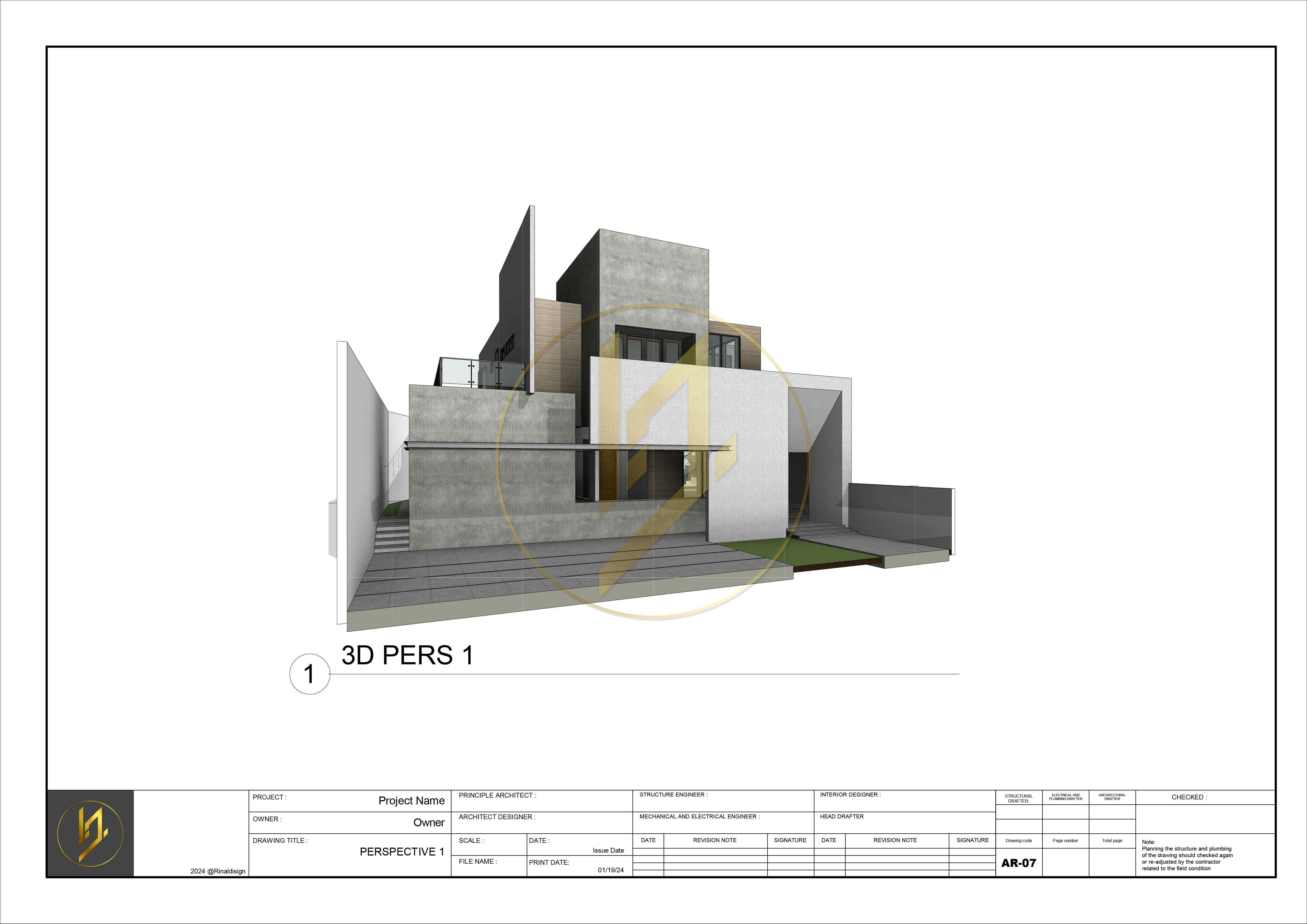 Revit Exterior Modern House Design Project file 01 3D model_8