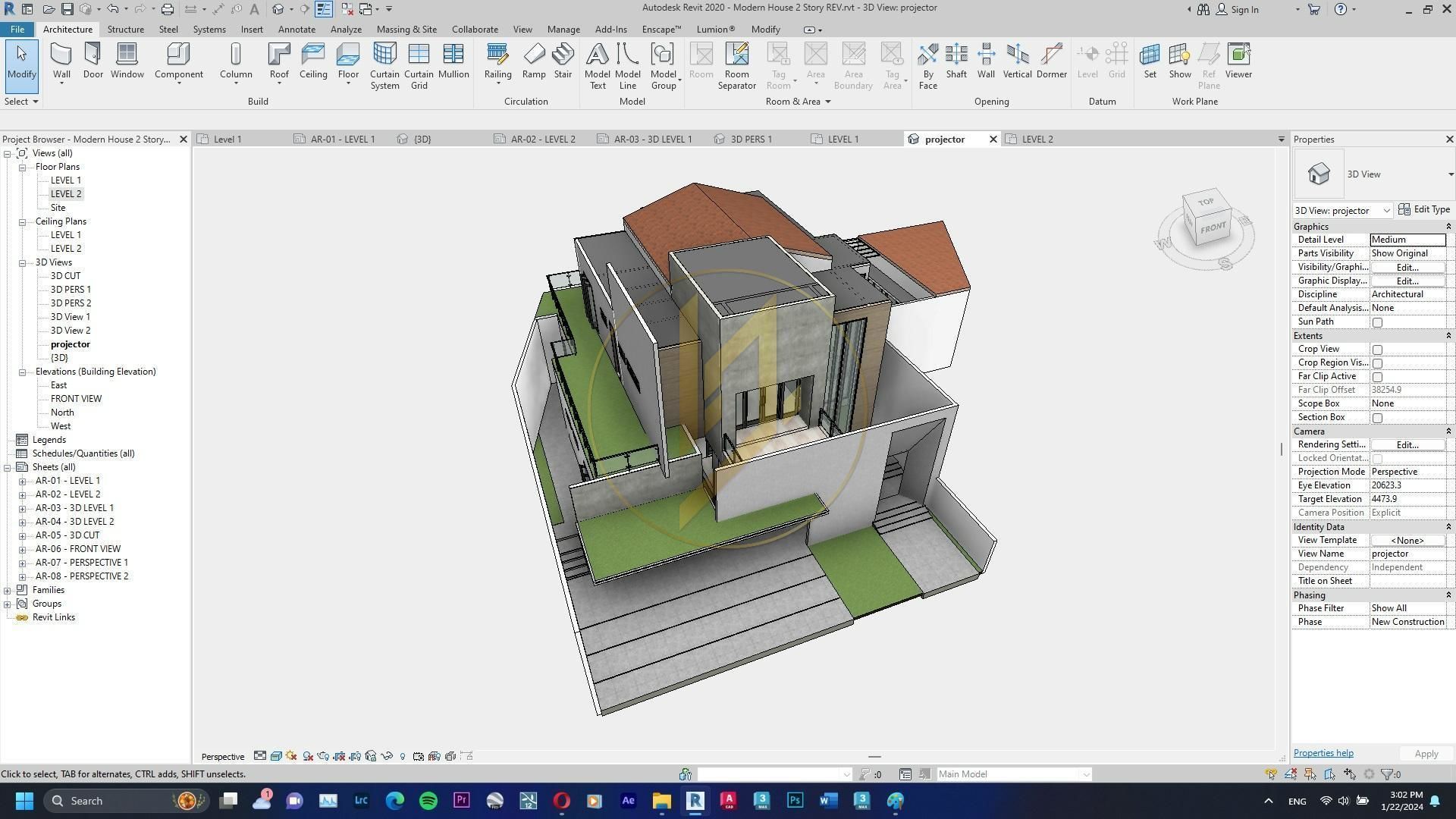 Revit Exterior Modern House Design Project file 01 3D model_20