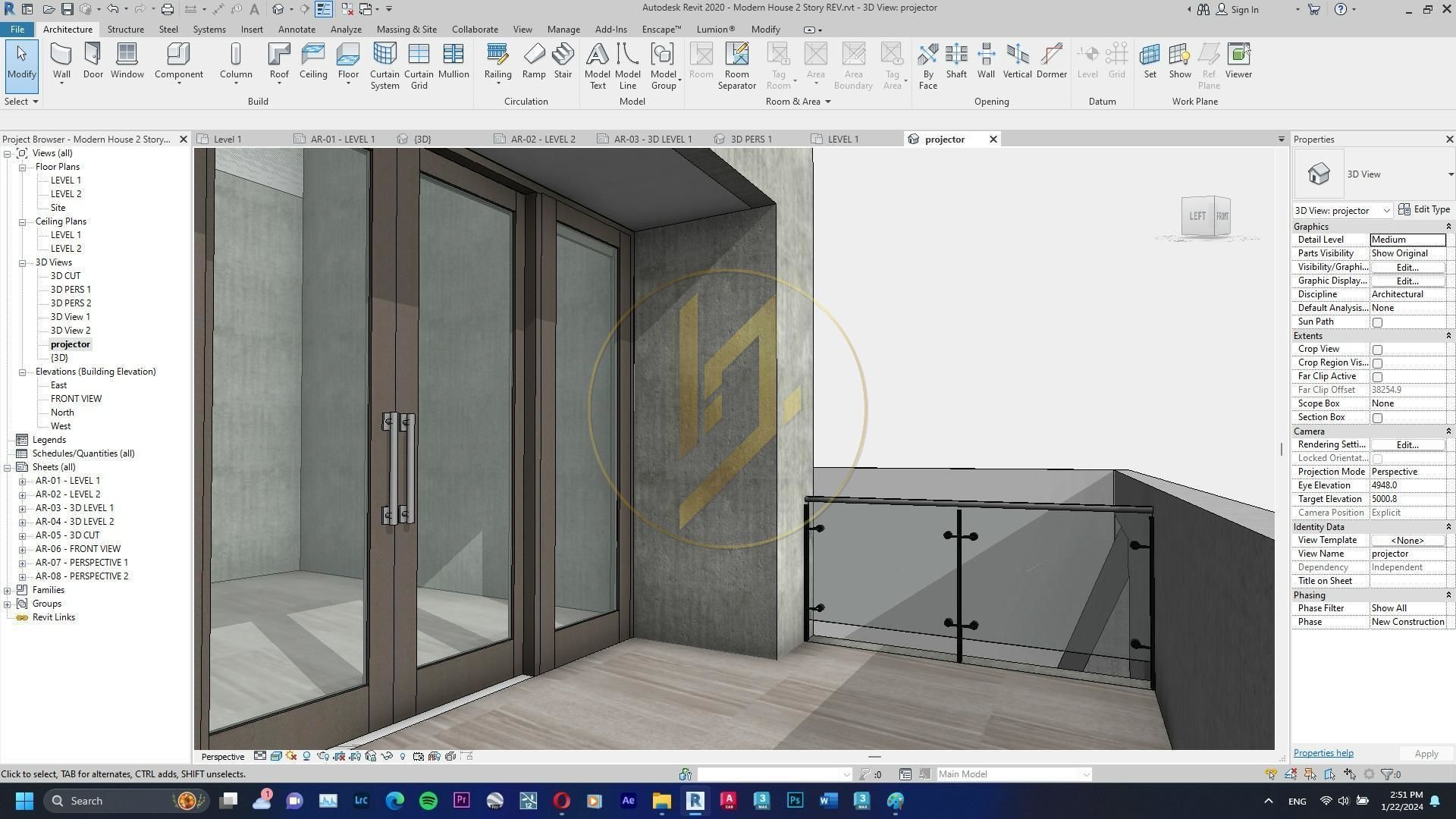 Revit Exterior Modern House Design Project file 01 3D model_12