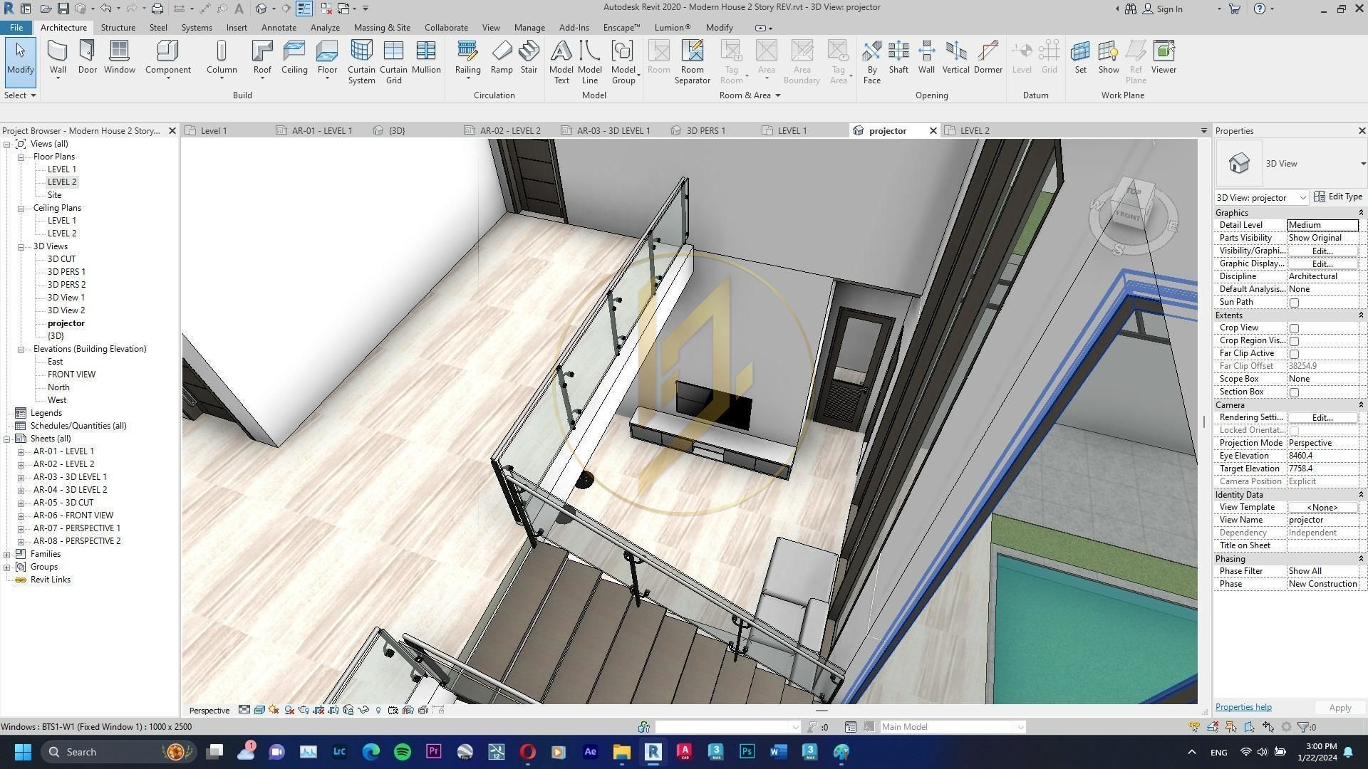 Revit Exterior Modern House Design Project file 01 3D model_17