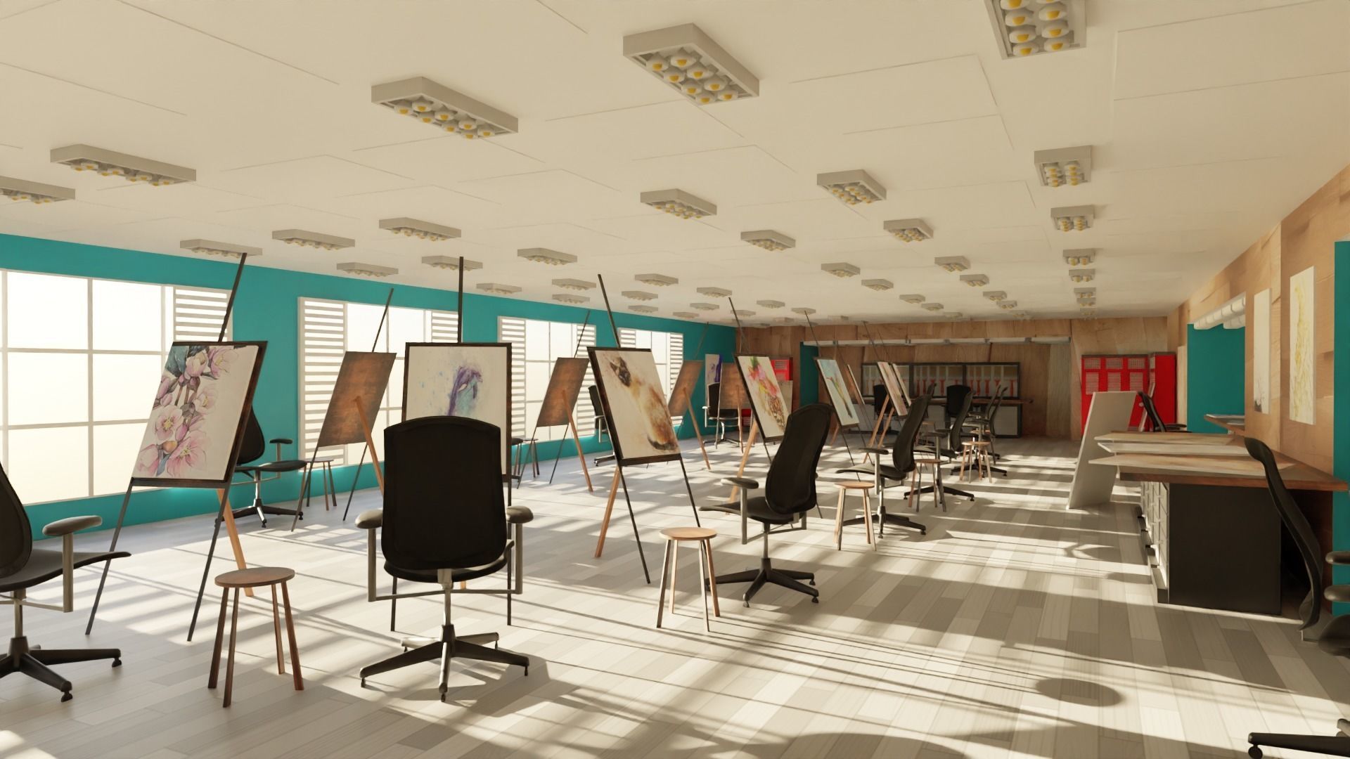 Art Workshop - Painting Workshop Low-poly 3D model_4