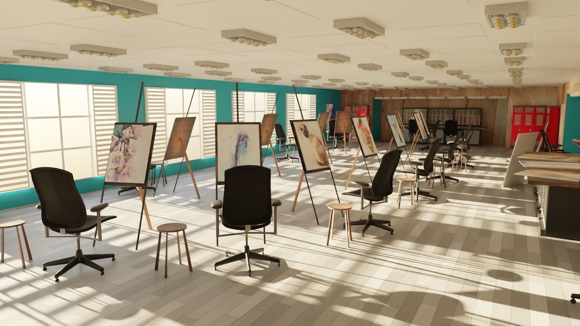 Art Workshop - Painting Workshop Low-poly 3D model_1