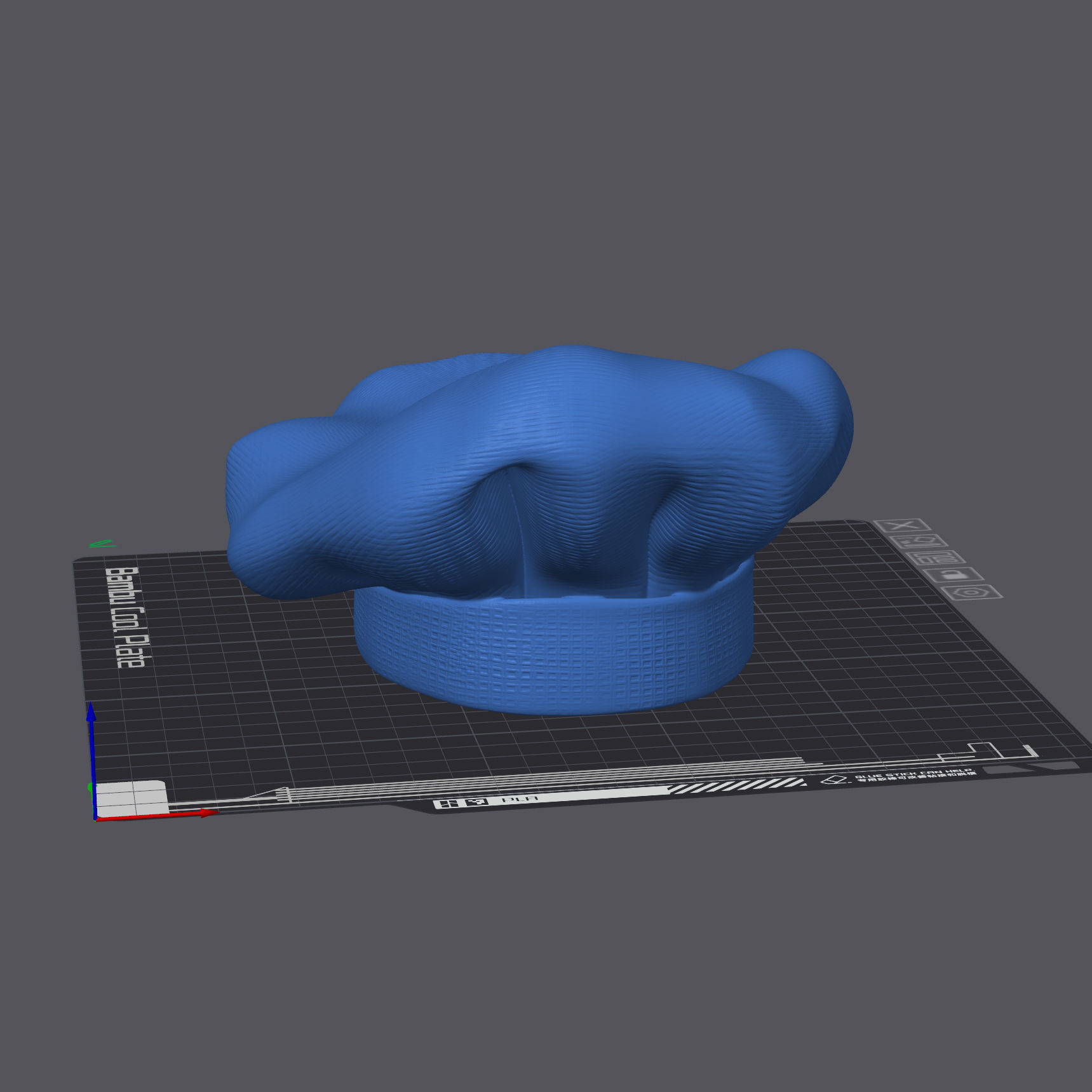 Skull with chefs hat with open eyes 3D print model_7