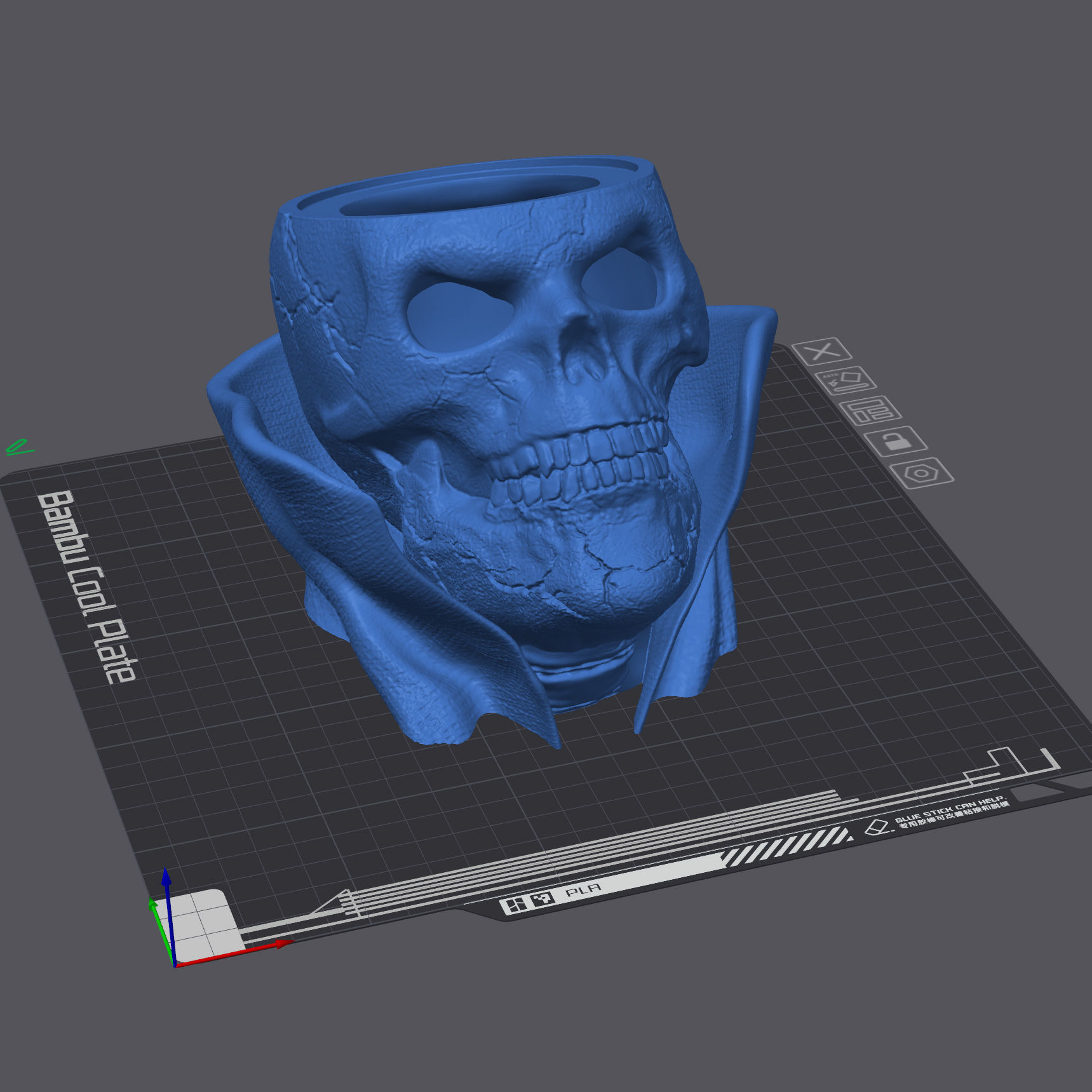 Skull with chefs hat with open eyes 3D print model_10