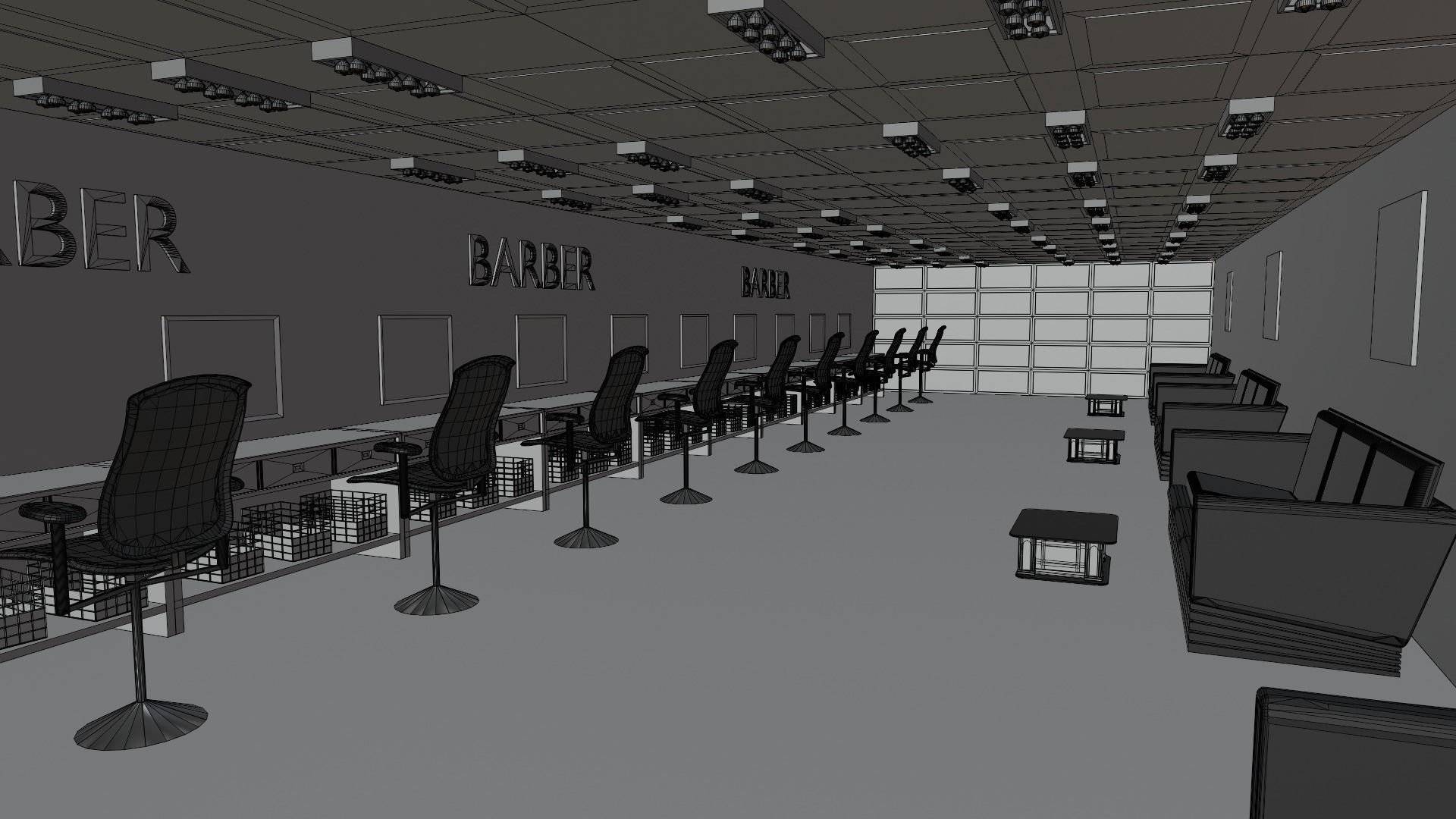 BarberShop Interior Low-poly 3D model_5