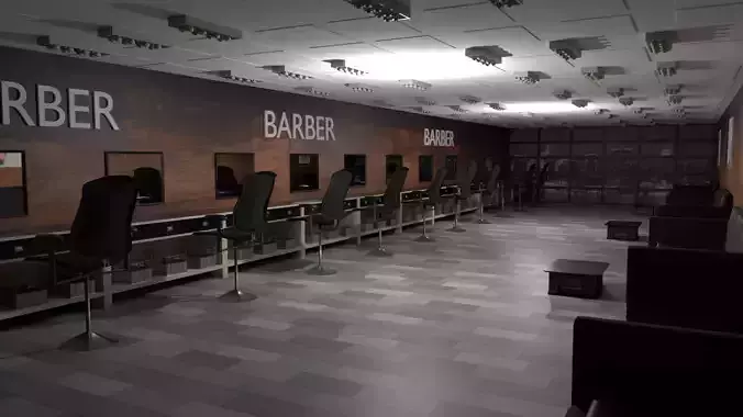 BarberShop Interior Low-poly 3D model