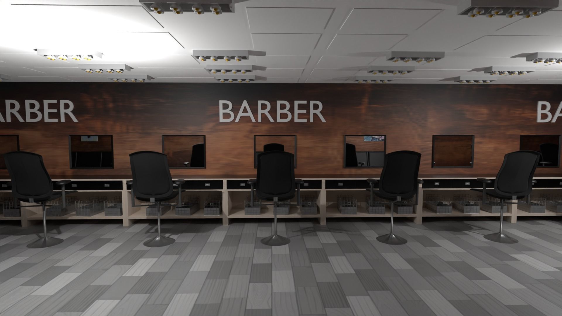 BarberShop Interior Low-poly 3D model_3