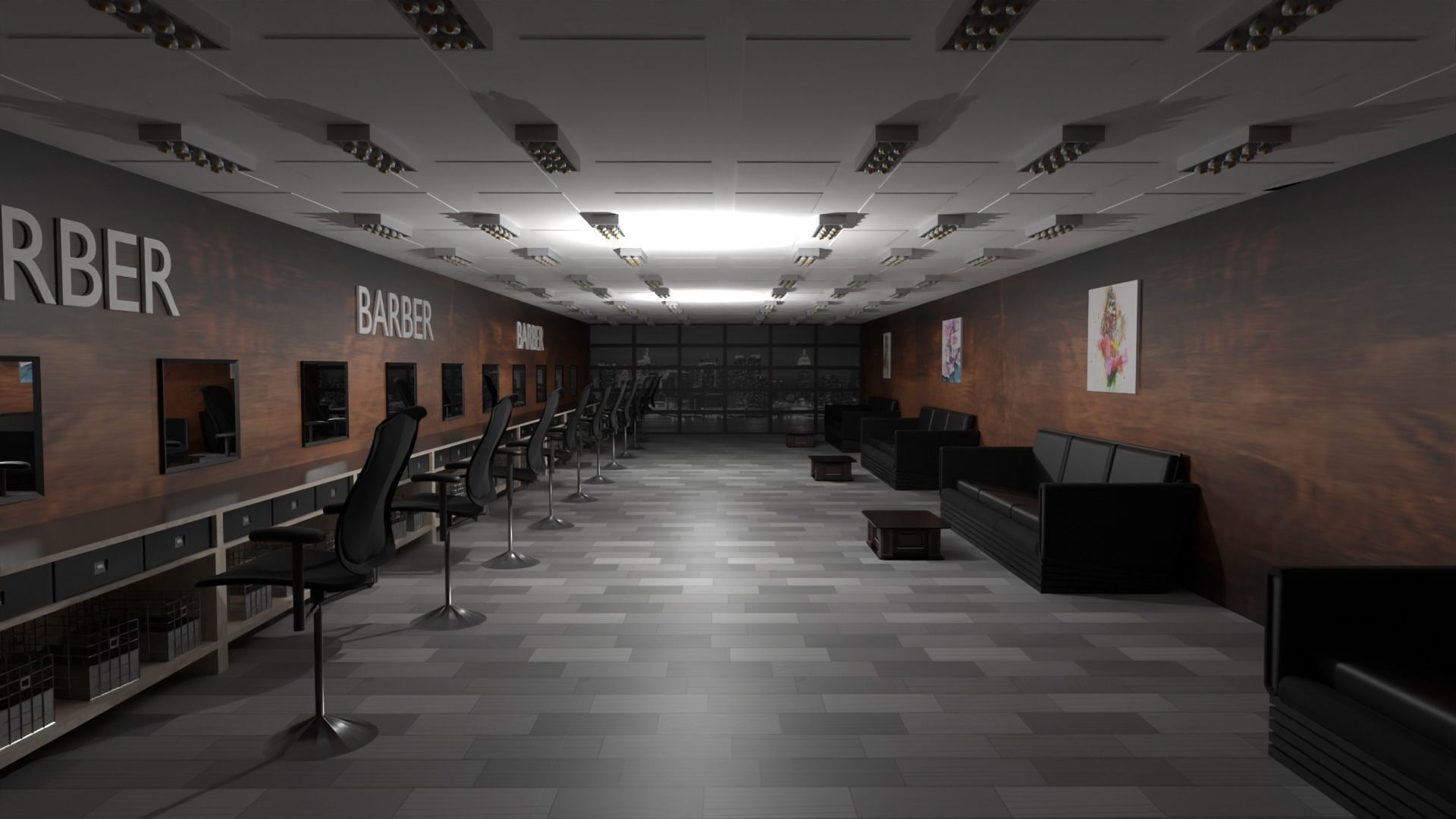 BarberShop Interior Low-poly 3D model_1