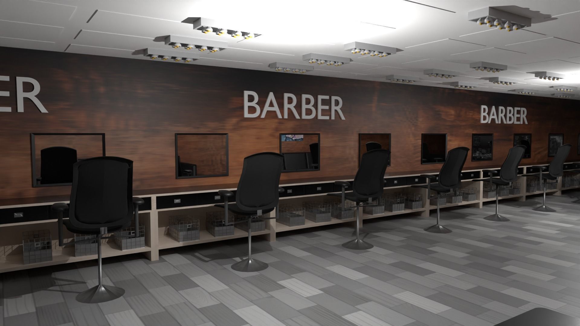BarberShop Interior Low-poly 3D model_2