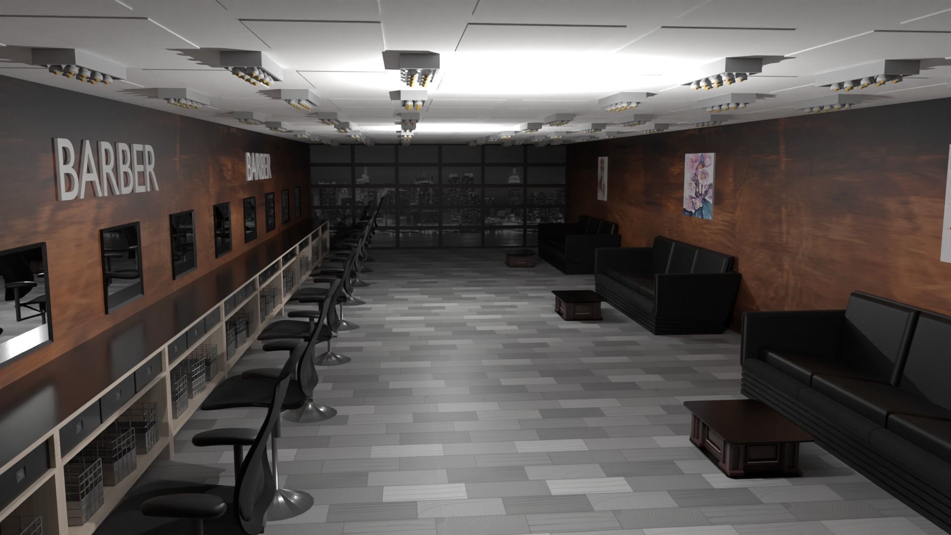 BarberShop Interior Low-poly 3D model_4