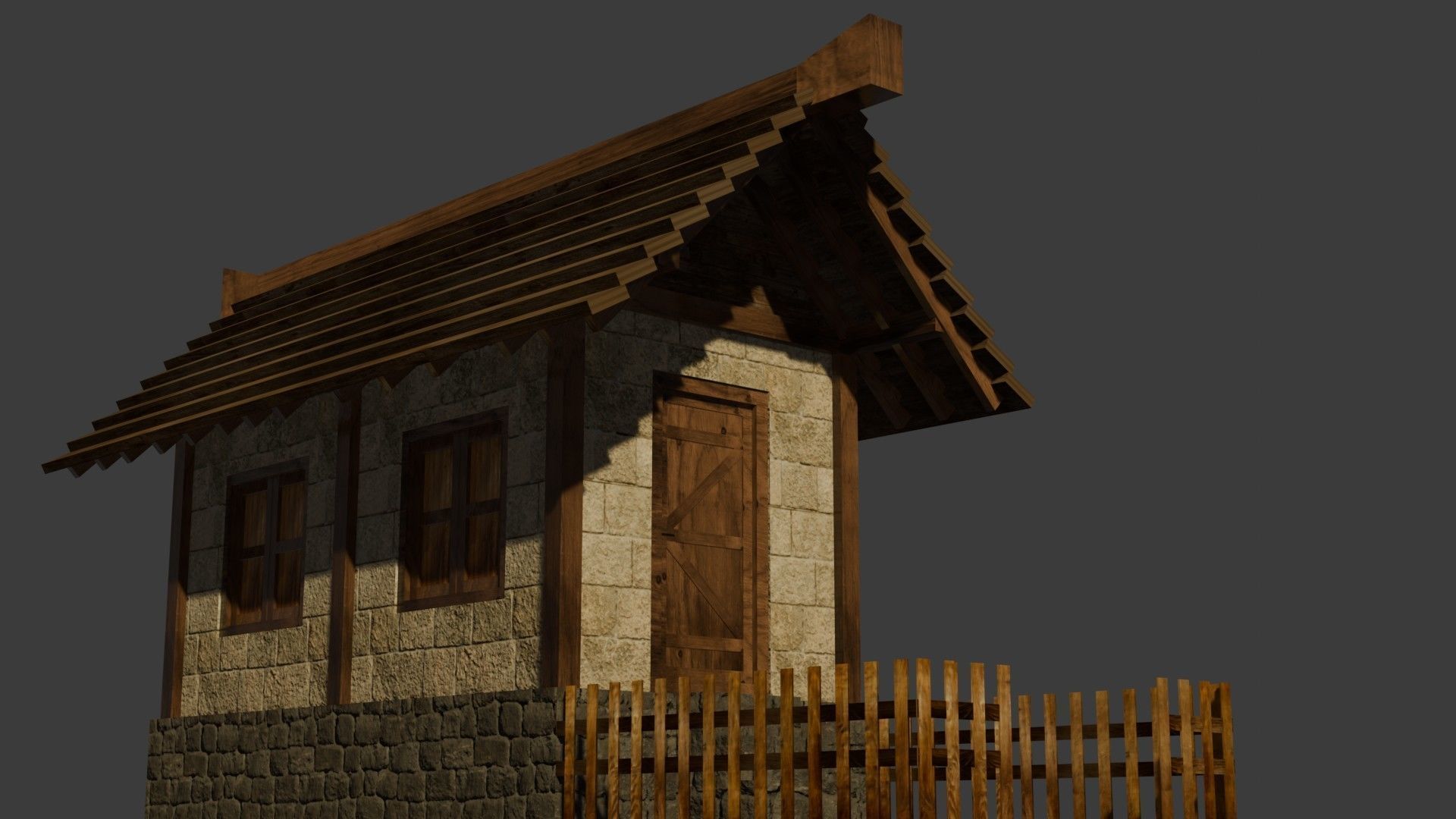 Medieval House 2 Free low-poly 3D model_11