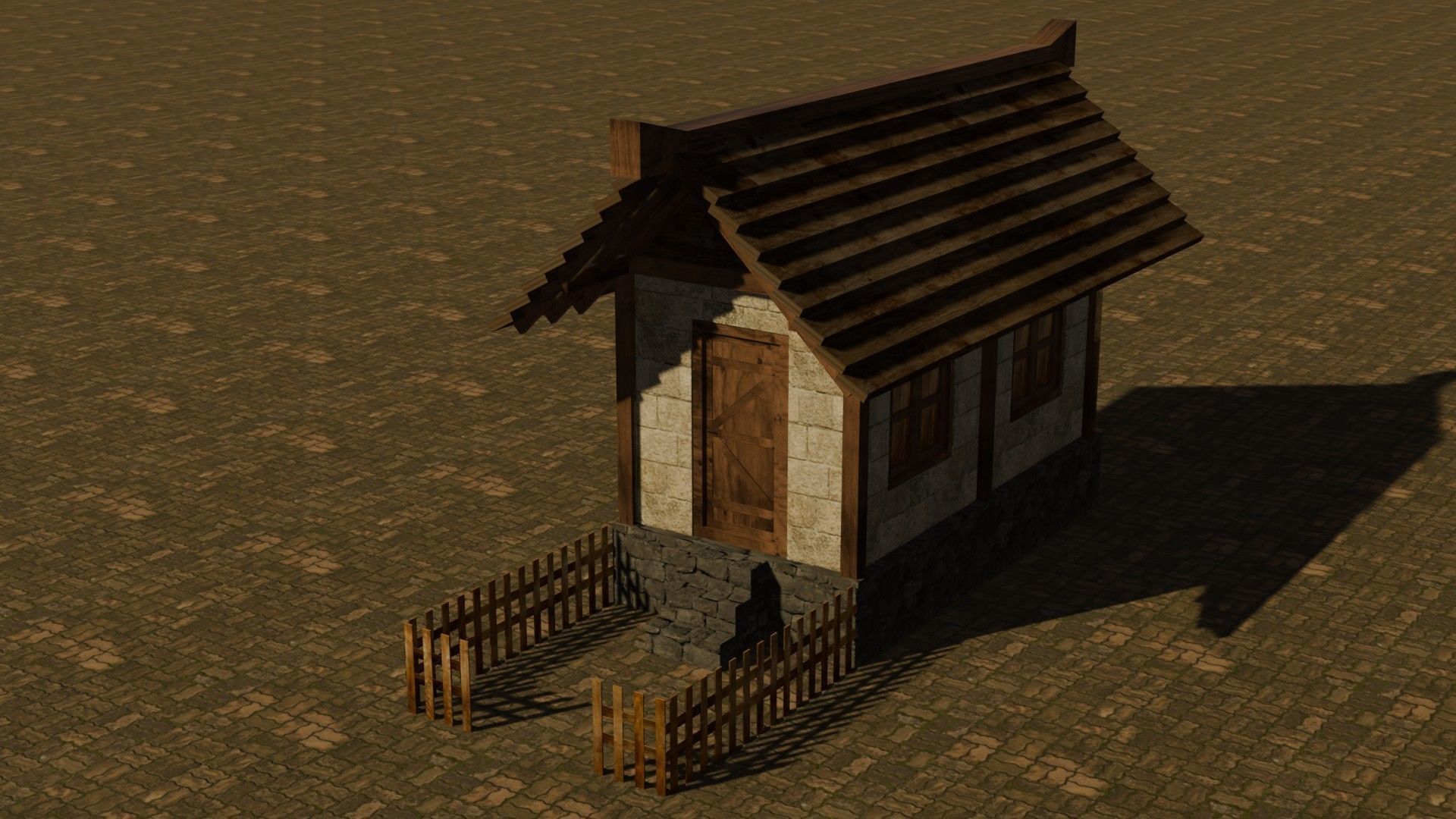 Medieval House 2 Free low-poly 3D model_2