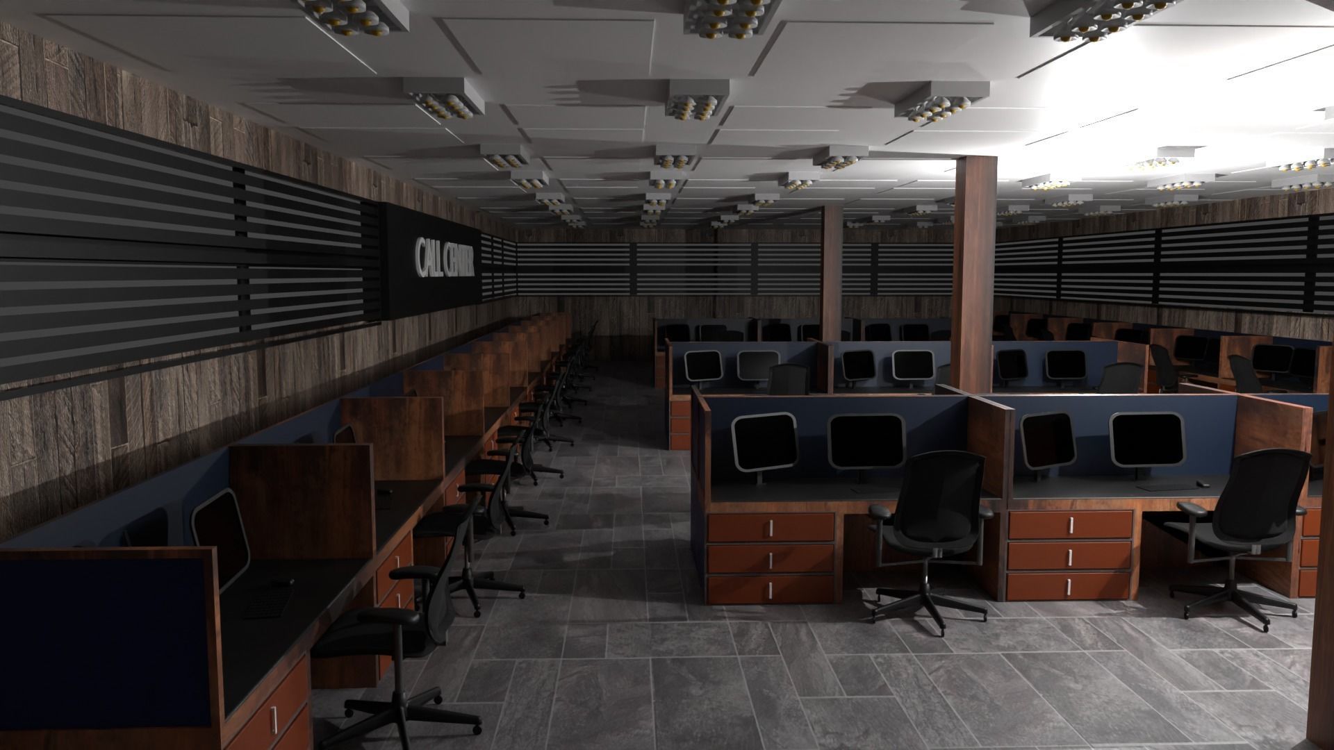 Call Center Interior Low-poly 3D model_1