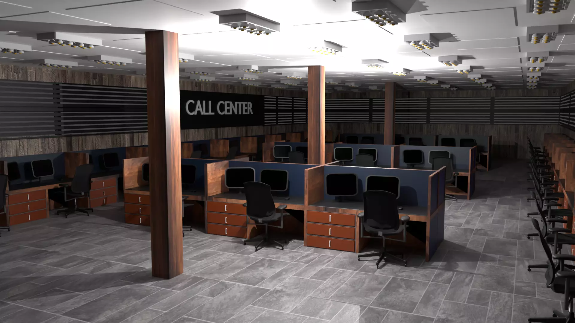Call Center Interior Low-poly 3D model_0
