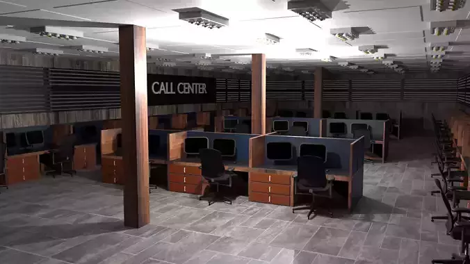 Call Center Interior Low-poly 3D model