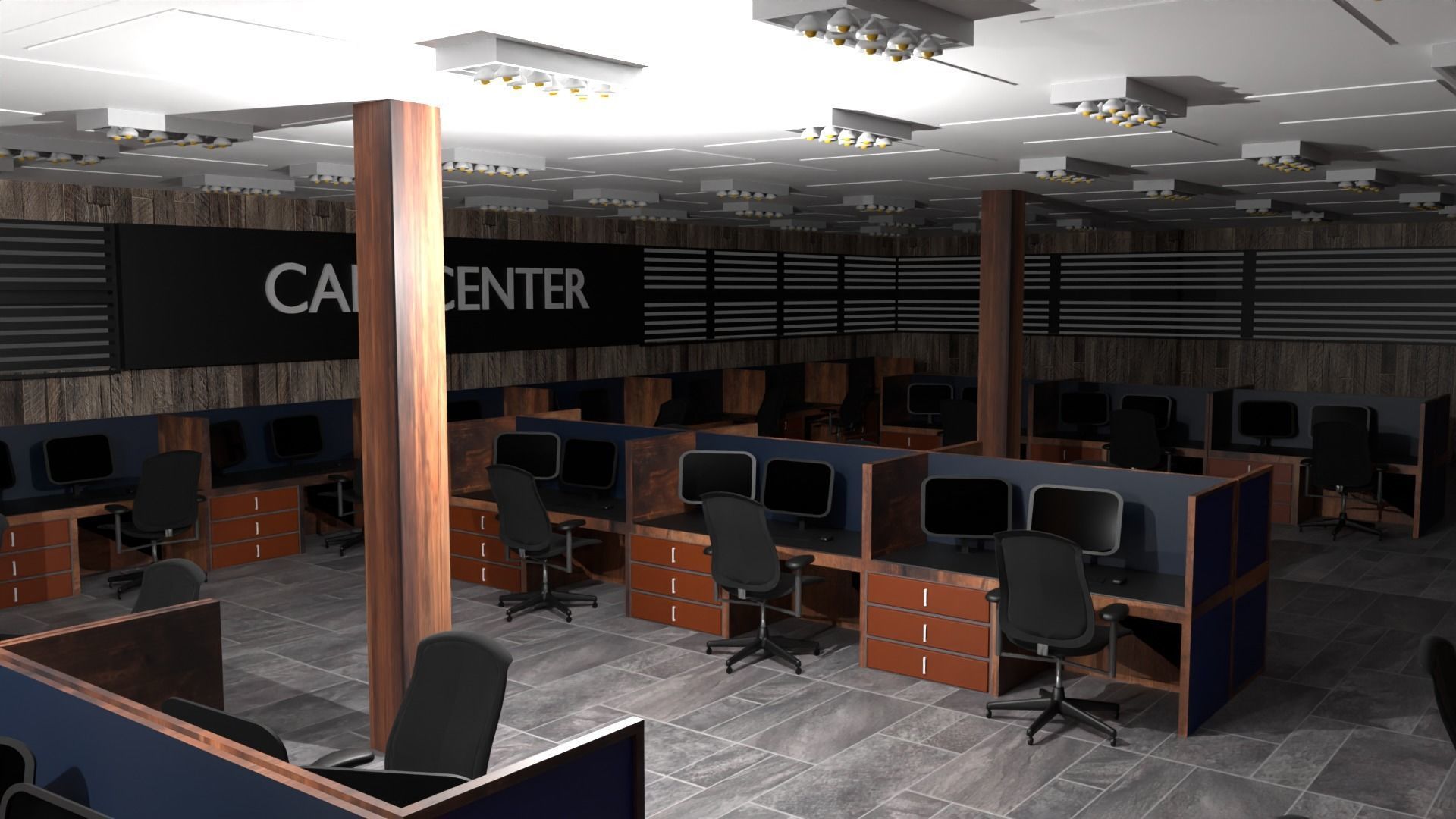 Call Center Interior Low-poly 3D model_2