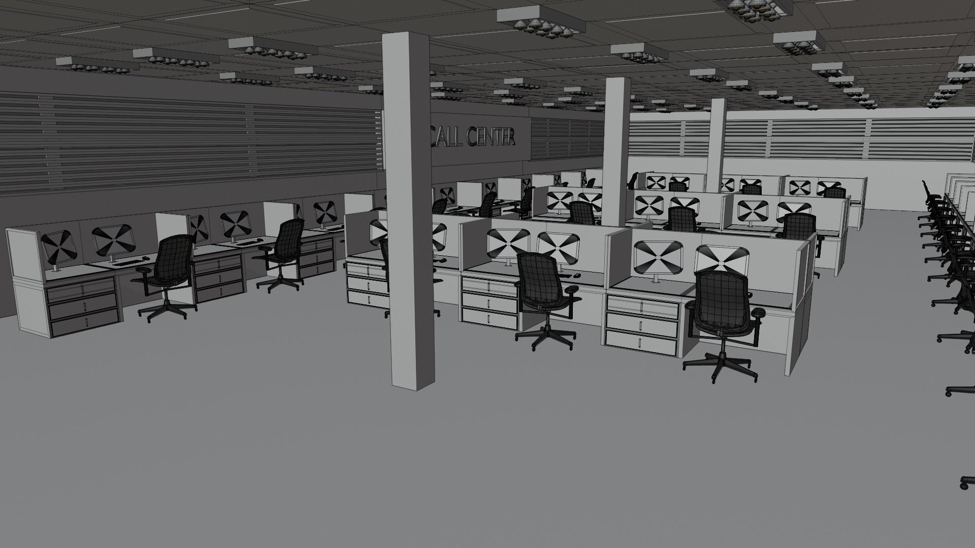 Call Center Interior Low-poly 3D model_5
